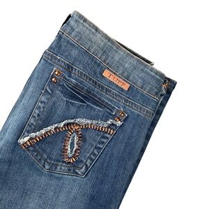 Cowgirl Tuff Co Copper Gypsy Jeans Women 34x35 Blue Studded Bootcut Distressed